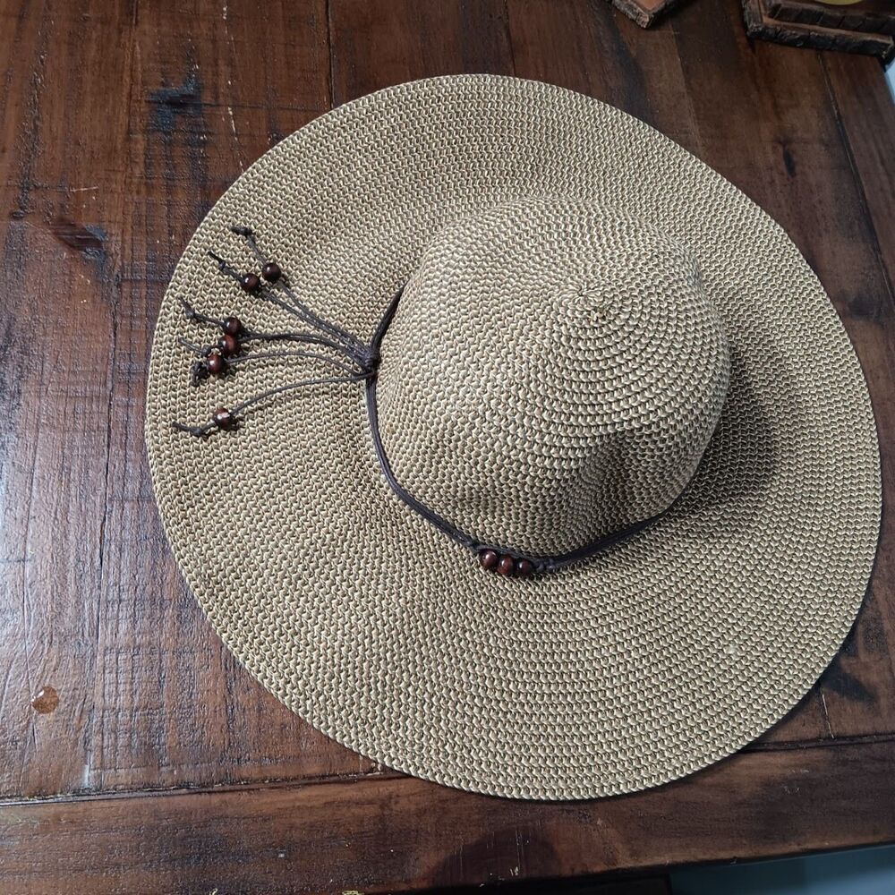Tan Wide Brim Sun Hat - Picture 2 of 4